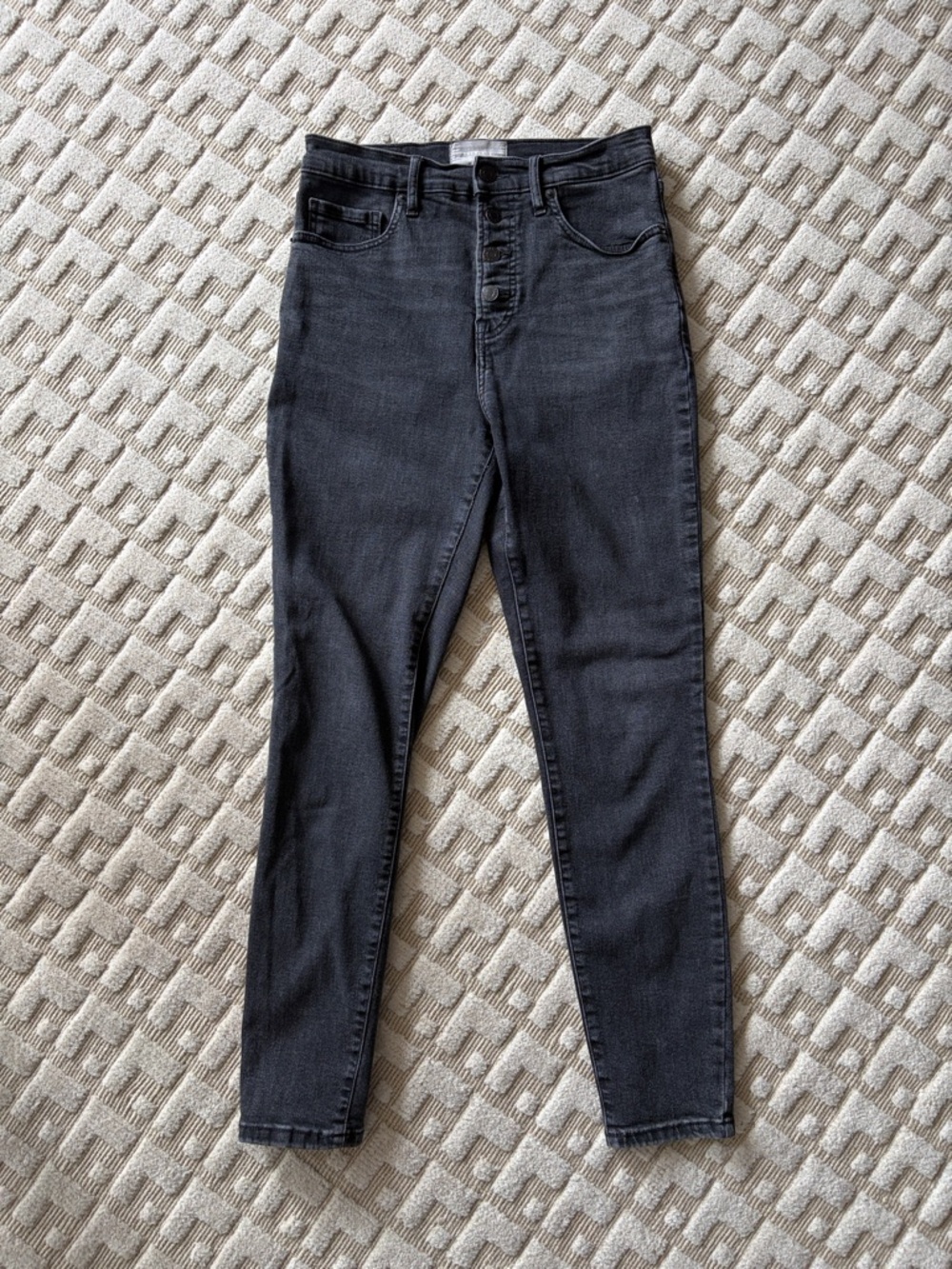 Everlane Charcoal/Black Button Fly High-Rise Skinny Jeans